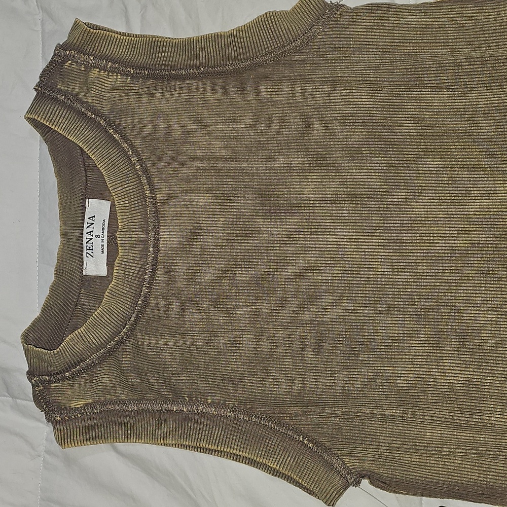 Zenana Womens NWTS Ribbed,mineral Washed Tank Top. Sz Small, Mocha! - Picture 4 of 8